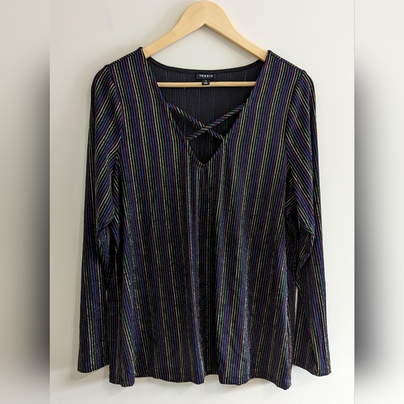 Torrid Rainbow Stripe Shirt Size 1 - Picture 2 of 2